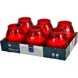 METRO Professional Kerze im Glas, Paraffin / Pflanzenwachs, 9.8 x 10.2 cm, ca. 60 / 70 Std., rot, 6 Stück
