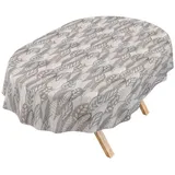 ANRO Tischdecke Wachstuch 3.0 abwaschbar Palmblätter Tischwäsche (Einzelstück 1-tlg), wasserabweisend PU-Beschichtet abstrakt Grau-Beige Oval 180x140cm beige|braun|grau Oval | 140 cm x 180 cm