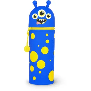 Legami Federmäppchen und Stiftehalter 2-in-1 Schulmäppchen aus weichem Silikon, Monster-Thema, Stifthalter, Reißverschluss, Buntstifte, Marker, H 18,5 cm