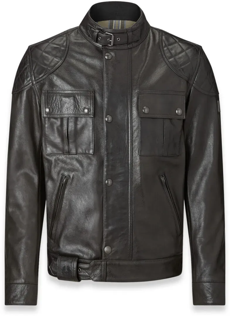 Belstaff Brooklands Motorrad Lederjacke, schwarz, Größe 2XL für Männer