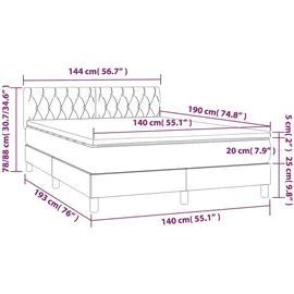 vidaXL Boxspringbett mit Matratze Dunkelbraun 140x190 cm Stoff1389623