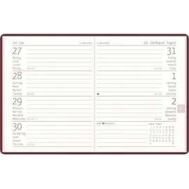 Zettler Taschenkalender 660 8,3x10,7cm 1 Woche/2 Seiten, bordeaux 2026