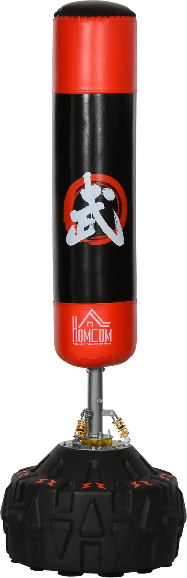 HOMCOM Standboxsack freistehendes Boxtrainingsgerät für Erwachsene mit Saugfuß Schwarz Rot 60x60x180cm ideal für Fitness und Selbstverteidigung   Aosom.de