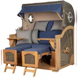 Mr. Deko Strandkorb Komplettset - bene living - Ammersee Grande XL Teak - PE grau - Modell 595 - inkl. Liftersystem