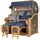 Mr. Deko Strandkorb Komplettset - bene living - Ammersee Grande XL Teak - PE grau - Modell 595 - inkl. Liftersystem