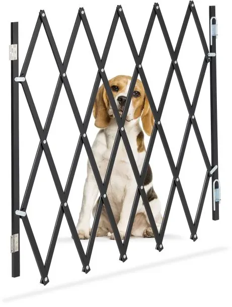 Relaxdays Ausziehbares Hundeabsperrgitter schwarz Schwarz