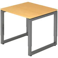 Bümö Schreibtisch Buche, Graphit, Nachbildung,Buche, Quadratisch, 80x74x80 cm, FSC