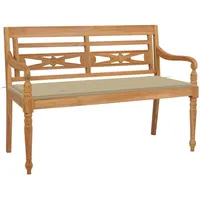 VidaXL Batavia-Gartenbank mit Beigem Kissen 120 cm Teak Massivholz