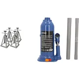 Cartrend Caravan Stützbock & Hydraulischer Wagenheber - Wohnwagen/Wohnmobil Stützbock, Stockwagenheber, Stempel-Wagenheber - Tragkraft bis 5000 kg - Aus Qualitätsstahl