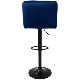 ML-Design Barhocker 2Er Set aus Samt Blau Gepolsterter Barstuhl mit Rückenlehne
