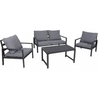 4-tlg. Lounge Set Sofa Sitzgruppe Kissen Aluminium Garten Sitzgarnitur Balkonset - Grau