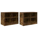 vidaXL Bettschrank mit Regal 2 Stk. Geräucherte Eiche 66 x 33 x 48 cm