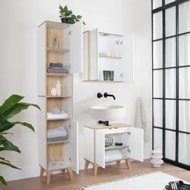 WELLTIME Hängeschrank "Morena", weiß mit artisan eiche, B:60cm H:70cm T:15cm, ABS-Kunststoff, Holzwerkstoff, Schränke, Hängeschrank