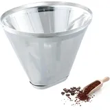 Edelstahl Kaffeefilter, Kaffee Dauerfilter Wiederverwendbare Filter,Kaffeefilter Größe 4 mit Griff, Papierloser Dauerfilter Kaffeefilter, Kaffee Dripper für 3-4 Tassen Herstellung von Manuellem Kaffee