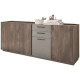 furn.design Sideboard Eiche grau Kommode mit Soft-Close 200 x 80 cm - Grau, Naturbelassen