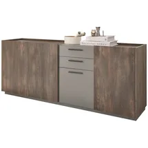 furn.design Sideboard Eiche grau Kommode mit Soft-Close 200 x 80 cm - Grau, Naturbelassen