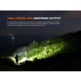 Fenix HL45R - Dimmbare, aufladbare LED-Stirnlampe mit Fokussierung LED/USB IP66 - Schwarz