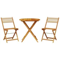 vidaXL 3-tlg. Bistro-Set Beige Polypropylen und Massivholz