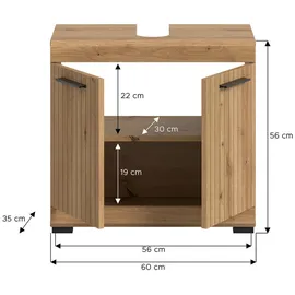 xonox.home Waschbeckenunterschrank Scout 60 x 56 x 34 cm Eiche Artisan