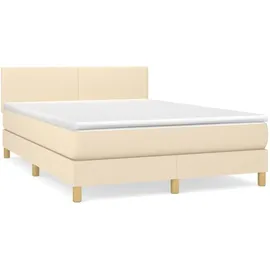 vidaXL Boxspringbett mit Matratze Creme 140x200 cm Stoff