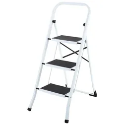 Raburg Stahl-Klapptritt-Leiter, 3 Stufen, Stahl, kompakt klappbar - 67,5 cm hoch, Universal-Leiter, Helfer für den Alltag, Weiß, Raburg Step Medium