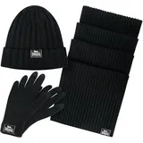 Lonsdale Unisex Mütze, Schal und Handschuh Set ACOMB