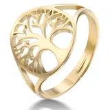 Saraswati Ring "Baum des Lebens", vergoldet