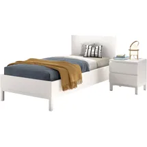 Vipack Set Einzelbett Jugendbett 90x200 und Nachtkommode Jugendzimmer Kinderzimmer Weiß