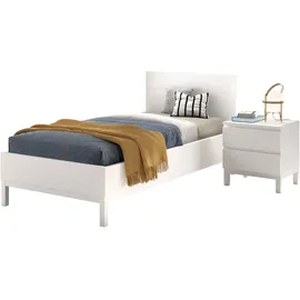Vipack Set Einzelbett Jugendbett 90x200 und Nachtkommode Jugendzimmer Kinderzimmer Weiß