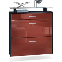 Vladon Schuhschrank, Bordeaux, Holzwerkstoff, 89x96x23 cm, Garderobe, Schuhaufbewahrung, Schuhschränke