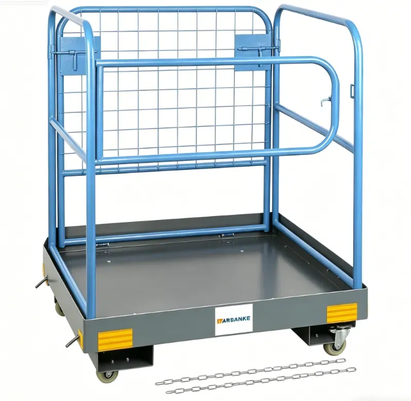 Faltbare Arbeitsplattform, 92 cm x 92 cm Gabelstapler-Arbeitsplattform mit Tragfähigkeit von 590 kg, mit verriegelbaren, leisen Lenkrollen und Geräteschlaufen, für 1 bis 2 Erwachsene