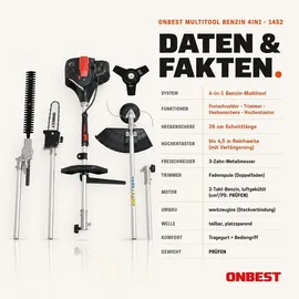 onbest MT1452 Multitool 4in1 Benzin 52cm3 1,9 PS