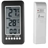 2-in-1 Funk-thermometer Mit Uhr Für Drinnen Und Draußen, Lcd-display, Digitale Temperaturanzeige (°C/°F) Mit Sender
