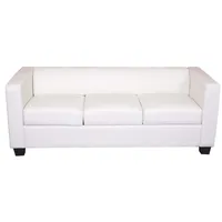 Mendler 3er Sofa Couch Loungesofa Lille ~ Kunstleder, weiß