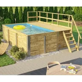 Weka Massivholzpool 595 Gr. 1 490 x 201 x 315 cm grün/braun Folie blau