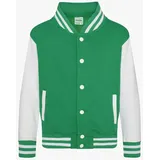 Just Hoods by AWDiS - Kinder College Varsity Jacke \JH043J\" - Kelly Green/White / 128 (M)"