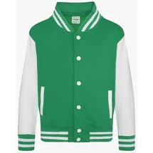 Just Hoods by AWDiS - Kinder College Varsity Jacke \JH043J\" - Kelly Green/White / 128 (M)"