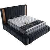 Villa Möbel PAPEL ART Polsterbett 100x200 - Farbe: Anthrazit - Set: Bettkasten-Kopfteil - Grau