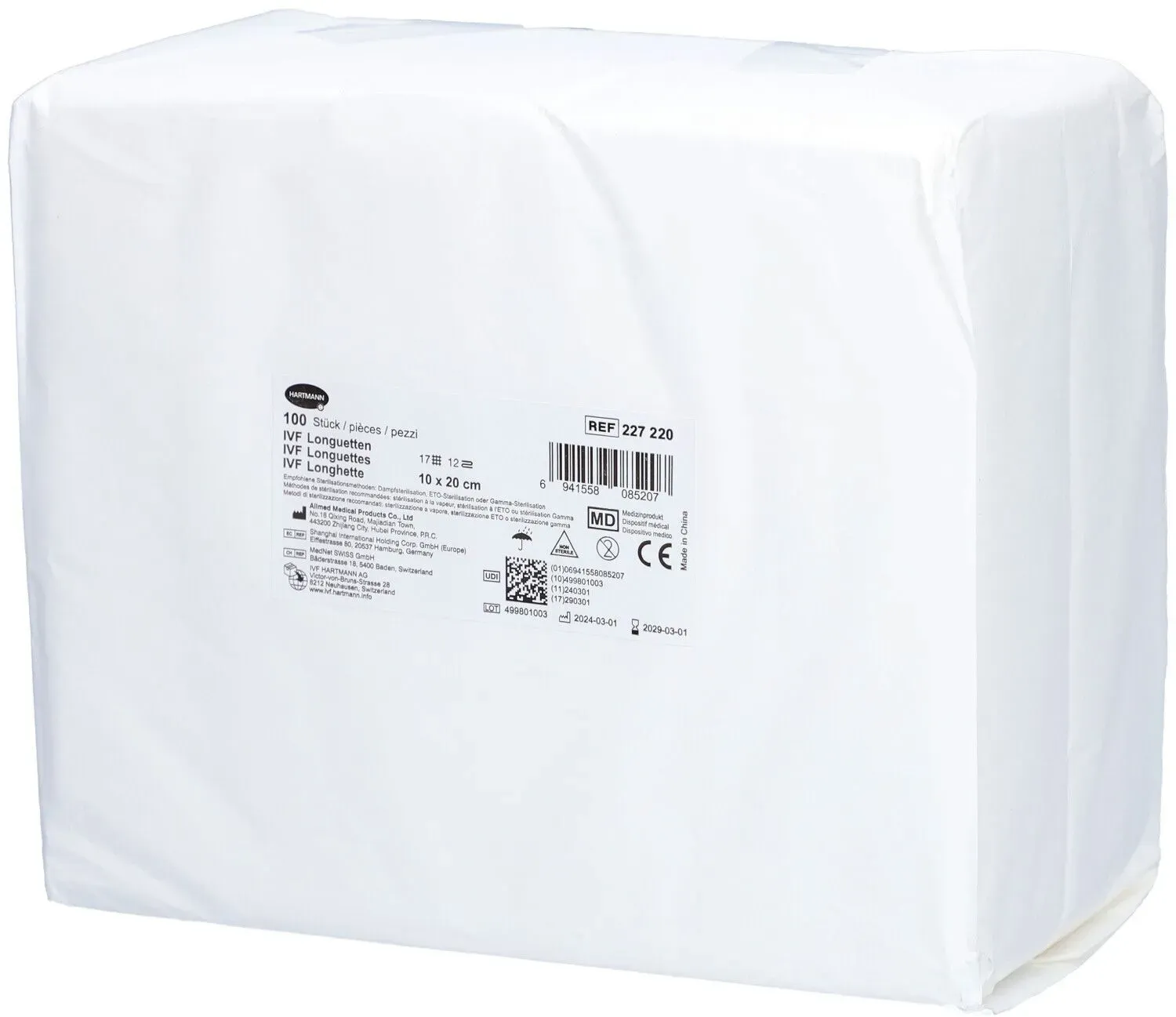Hartmann Compresses IVF Non Stériles 17 Fils 12 Plis 10 x 30 cm