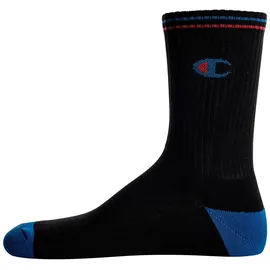Champion Unisex Socken, 3 Paar - Crew Socken, Logo, Streifen Weiß/Grau/Schwarz EU 35-38
