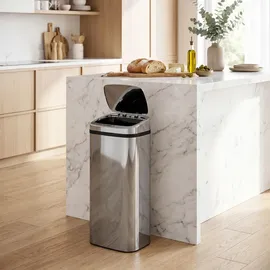 Homcom Mülleimer 50 l Silber