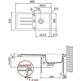 Franke Strata STG 614 Einbau Becken rechts black matt (114.0657.826)