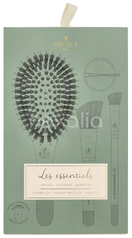 Bachca Paris Les Essentials Eucalyptus Hair Set 1x Nylon Brush/1x Blush Brush/1x Contour Shader Brush/1x Round Hair Clip 4 Stück