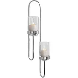 Fink Wandleuchter "Saxon" mit Glas in Silber - H. 90 cm | Gr.: onesize