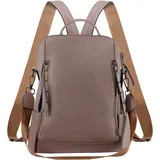HAWEE Damen Rucksack Weiches PU Leder Schulrucksack Anti-Diebstahl Tagesrucksack Elegant Schultertasche Wasserdicht Cityrucksack mit Schultergurt Daypack für Arbeit Reisen Einkaufen Alltag, Khaki