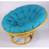 Rattan Papasansessel,Papasan Durchmesser 110 cm, Fb. Honig, Polster Uni Living 454 türkis