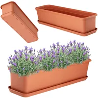 Kadax – Balkonkasten mit Untersetzer, 60 cm, Terrakotta