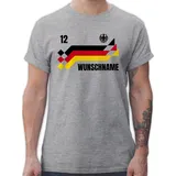 T-Shirt Herren - 2026 Fussball WM Fanartikel - Deutschland Trikot mit Name und Nummer Germany - 3XL - Grau meliert - Deutschland-t-Shirt em Tshirt 2024 fußball German Shirt Bedruckt - 3XL