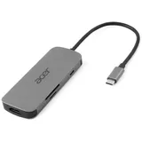 Acer 7-in-1 Mini Dock (USB Type-C zu 1xUSB Type-C (w PD), 3xUSB 3.0, 1xHDMI, 1xSD Card Reader, 1xMicro SD Card Reader) Silber