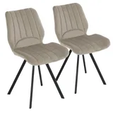 Esszimmerstühle Küchenstuhl Polsterstuhl Design Stuhl mit Rückenlehne, mit Sitzfläche aus Samt, Gestell aus Metall , Menge:2 St.;Farbe:Taupe - Taupe